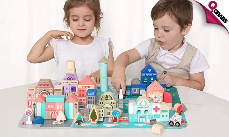 115-Piece Wooden City Building Blocks Set!